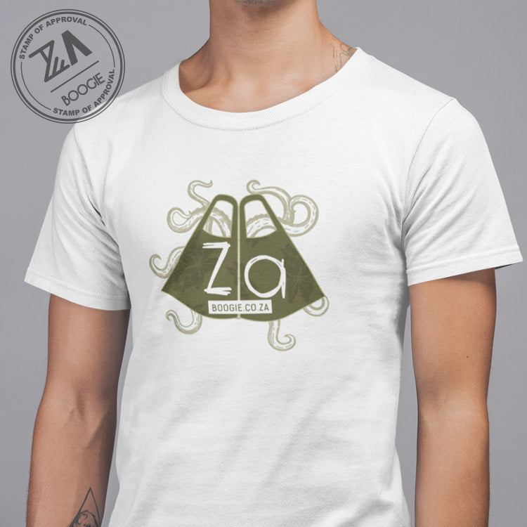 ZA Boogie - Mens White T-Shirt -  Octopus