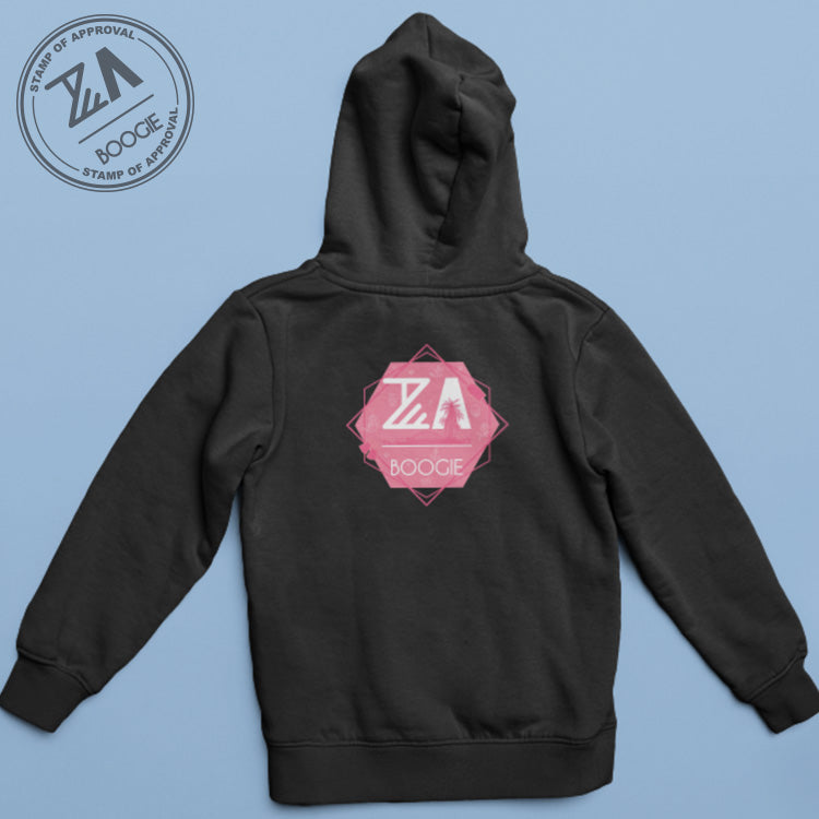 ZA Boogie - Black Hoodie - Pink Geometric